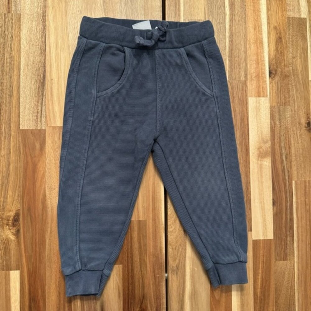 Zara navy blue unisex jogger pants with pockets and elastic waist 18-24‎ month